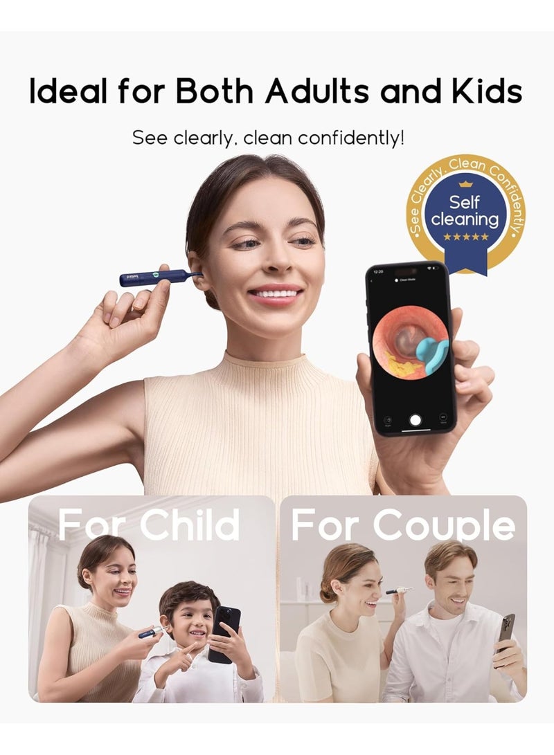 بيبيرد أداة إزالة شمع الأذن Earsight Plus I35R المزودة بكاميرا | منظف أذن ذكي مزود بملقط لطيف و12 طرفًا، منظار أذن عالي الدقة للبالغين والأطفال - Image 2